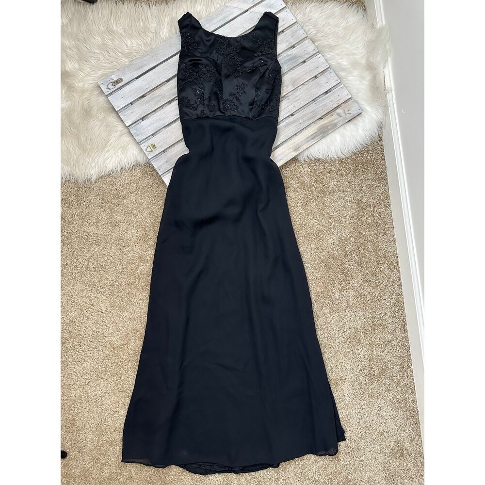 Vintage 90s Arianna by Teresa Page Black Beaded Long Dress - Picture 2 of 13